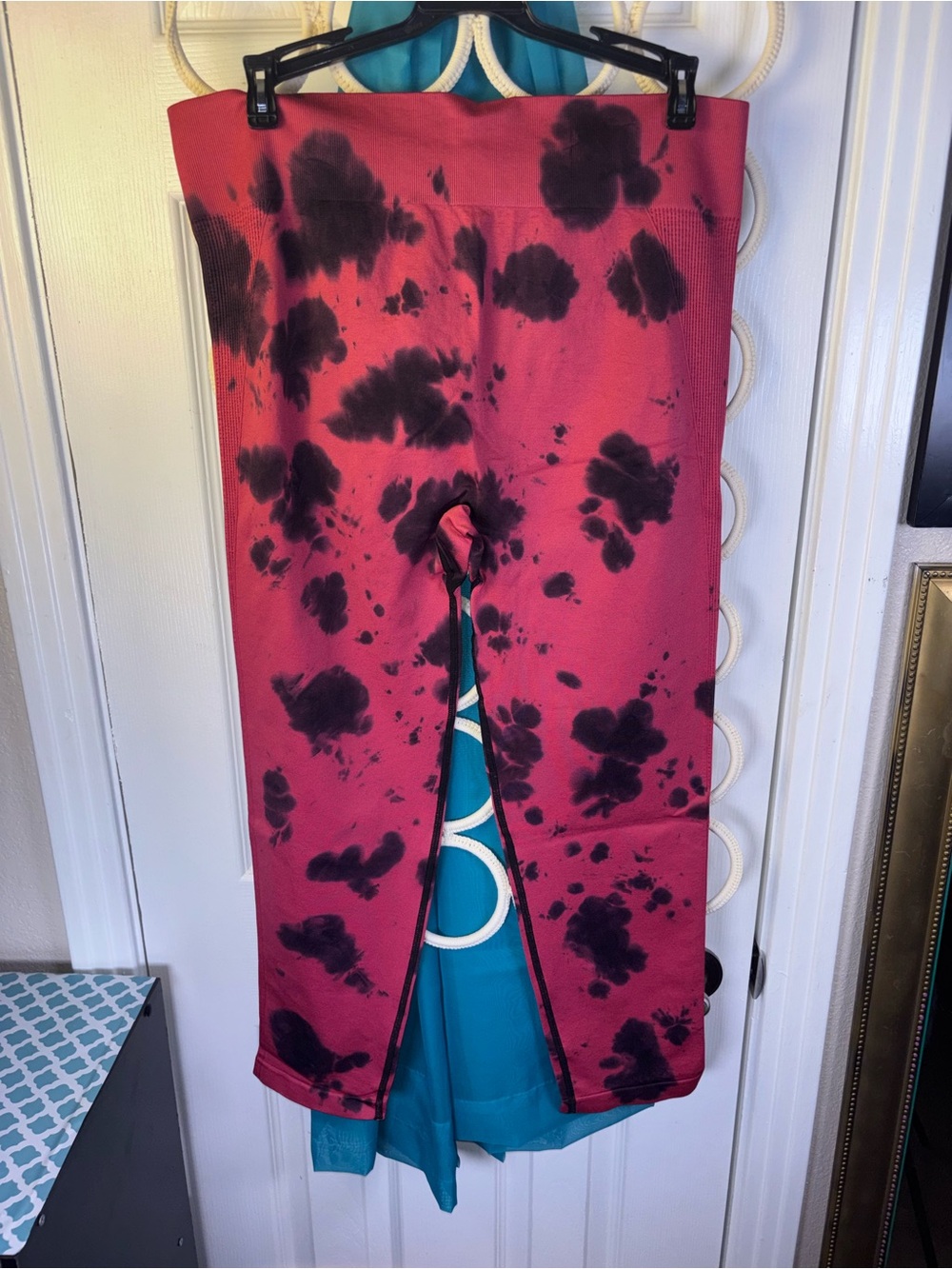 Tie-Dye Midi Pencil Skirt in Burgundy and Black — Women’s Stretch Skirt